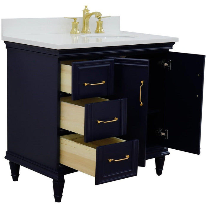 Bellaterra Home Forli 37" 2-Door 3-Drawer Blue Freestanding Vanity Set - Luxe Vanity & Tub