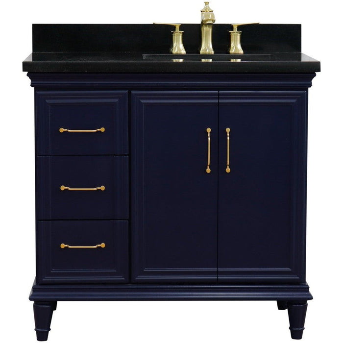 Bellaterra Home Forli 37" 2-Door 3-Drawer Blue Freestanding Vanity Set - Luxe Vanity & Tub