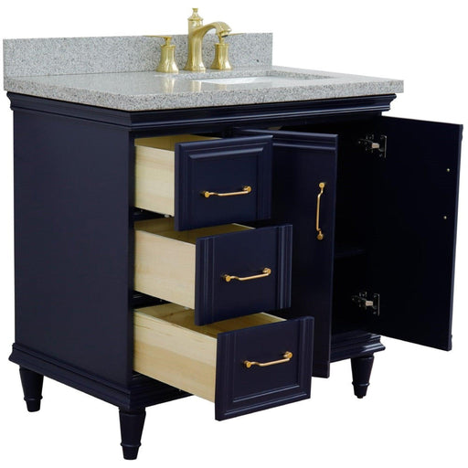 Bellaterra Home Forli 37" 2-Door 3-Drawer Blue Freestanding Vanity Set - Luxe Vanity & Tub