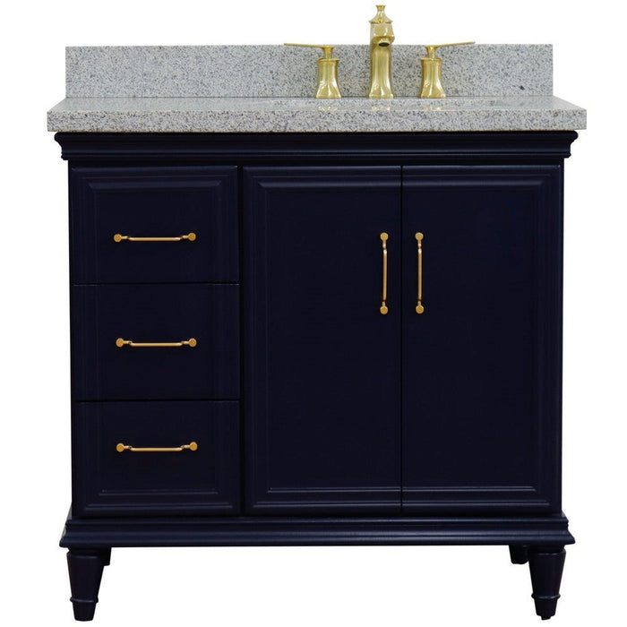 Bellaterra Home Forli 37" 2-Door 3-Drawer Blue Freestanding Vanity Set - Luxe Vanity & Tub