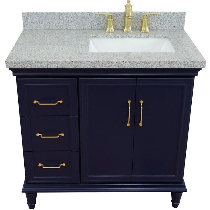 Bellaterra Home Forli 37" 2-Door 3-Drawer Blue Freestanding Vanity Set - Luxe Vanity & Tub