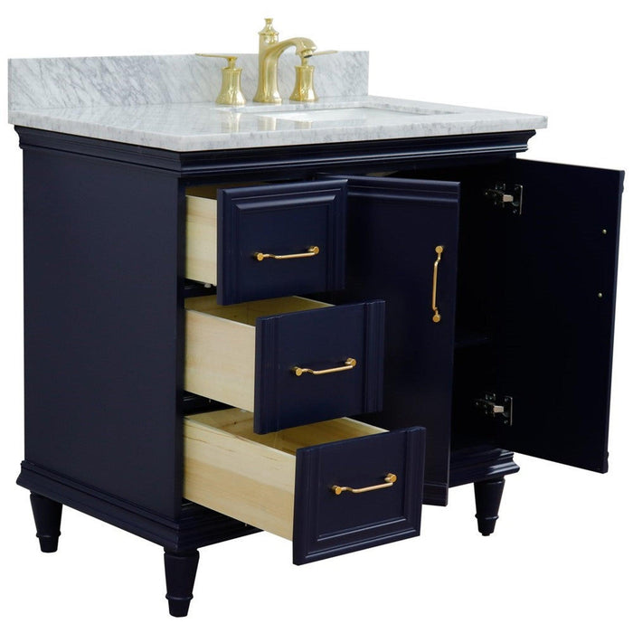 Bellaterra Home Forli 37" 2-Door 3-Drawer Blue Freestanding Vanity Set - Luxe Vanity & Tub