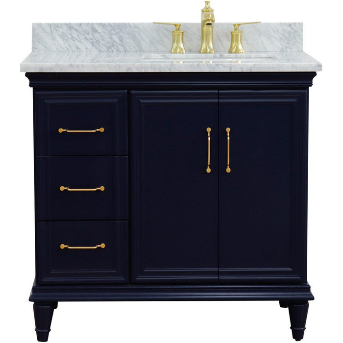 Bellaterra Home Forli 37" 2-Door 3-Drawer Blue Freestanding Vanity Set - Luxe Vanity & Tub