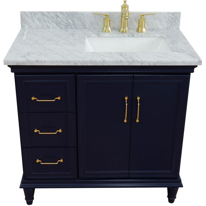 Bellaterra Home Forli 37" 2-Door 3-Drawer Blue Freestanding Vanity Set - Luxe Vanity & Tub