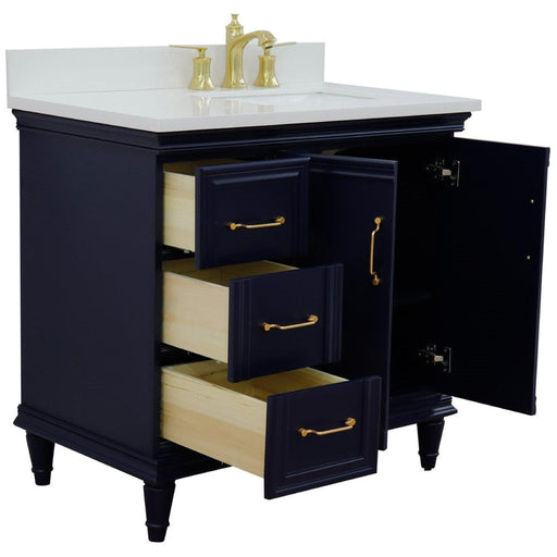 Bellaterra Home Forli 37" 2-Door 3-Drawer Blue Freestanding Vanity Set - Luxe Vanity & Tub