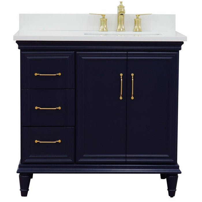 Bellaterra Home Forli 37" 2-Door 3-Drawer Blue Freestanding Vanity Set - Luxe Vanity & Tub