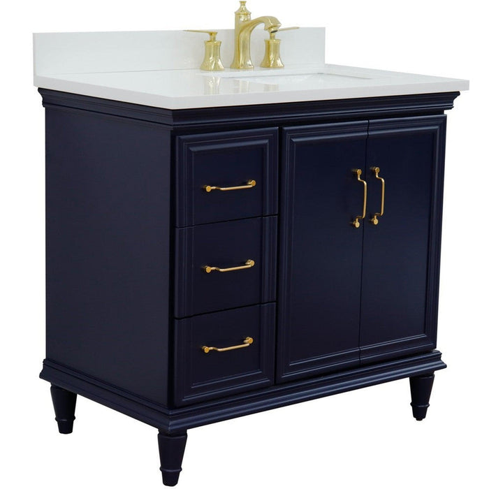 Bellaterra Home Forli 37" 2-Door 3-Drawer Blue Freestanding Vanity Set - Luxe Vanity & Tub