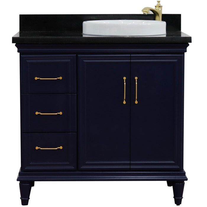 Bellaterra Home Forli 37" 2-Door 3-Drawer Blue Freestanding Vanity Set - Luxe Vanity & Tub