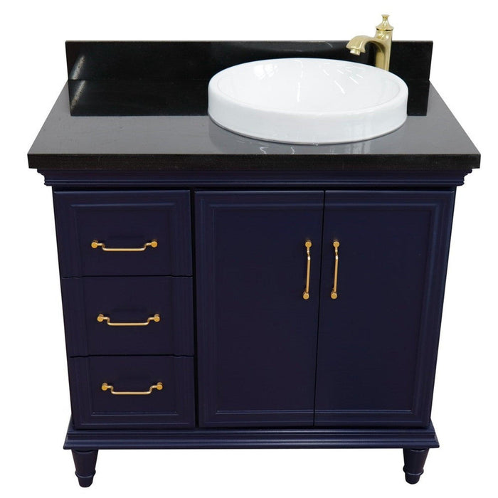 Bellaterra Home Forli 37" 2-Door 3-Drawer Blue Freestanding Vanity Set - Luxe Vanity & Tub