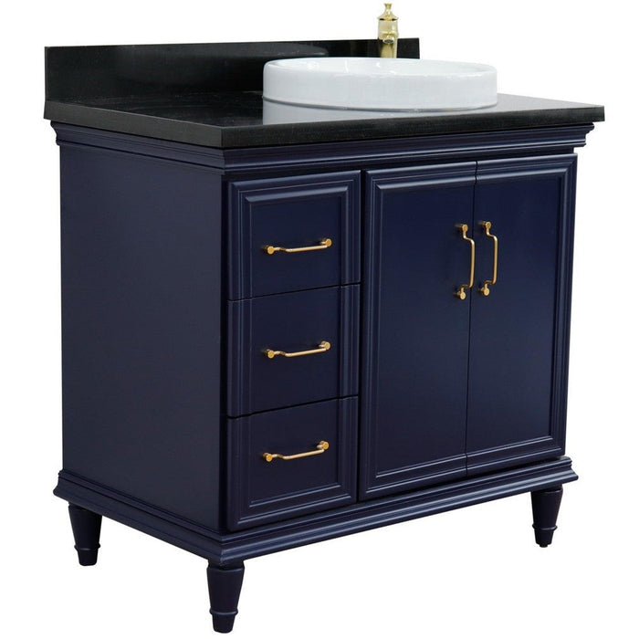 Bellaterra Home Forli 37" 2-Door 3-Drawer Blue Freestanding Vanity Set - Luxe Vanity & Tub