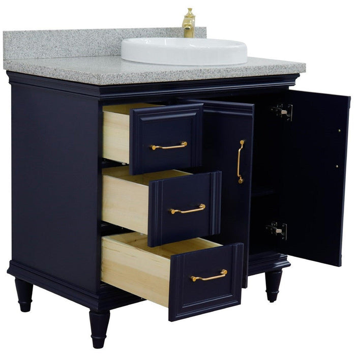 Bellaterra Home Forli 37" 2-Door 3-Drawer Blue Freestanding Vanity Set - Luxe Vanity & Tub