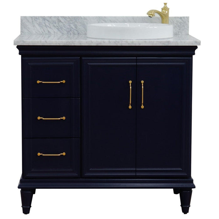 Bellaterra Home Forli 37" 2-Door 3-Drawer Blue Freestanding Vanity Set - Luxe Vanity & Tub