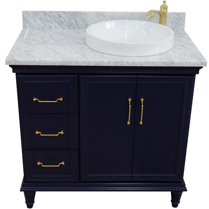 Bellaterra Home Forli 37" 2-Door 3-Drawer Blue Freestanding Vanity Set - Luxe Vanity & Tub