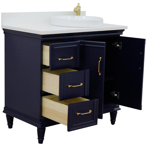 Bellaterra Home Forli 37" 2-Door 3-Drawer Blue Freestanding Vanity Set - Luxe Vanity & Tub