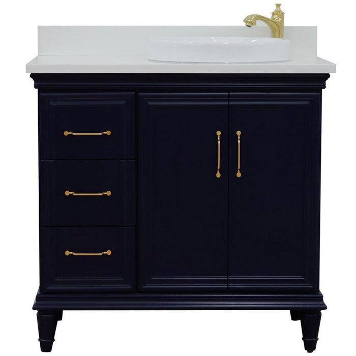 Bellaterra Home Forli 37" 2-Door 3-Drawer Blue Freestanding Vanity Set - Luxe Vanity & Tub