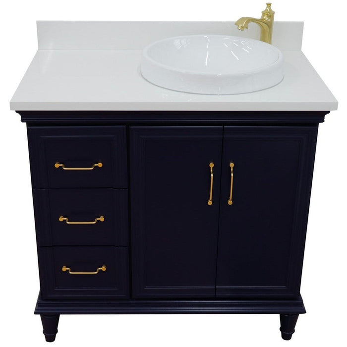 Bellaterra Home Forli 37" 2-Door 3-Drawer Blue Freestanding Vanity Set - Luxe Vanity & Tub