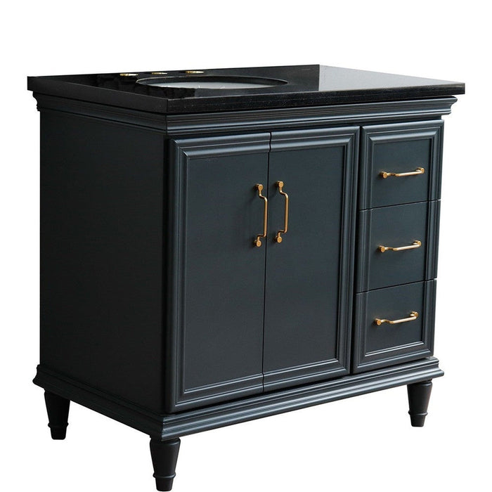 Bellaterra Home Forli 37" 2-Door 3-Drawer Dark Gray Freestanding Vanity Set - Luxe Vanity & Tub