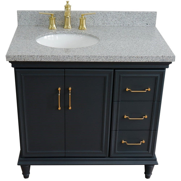 Bellaterra Home Forli 37" 2-Door 3-Drawer Dark Gray Freestanding Vanity Set - Luxe Vanity & Tub