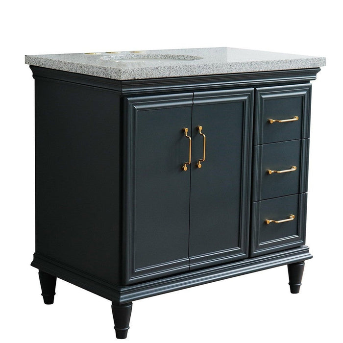 Bellaterra Home Forli 37" 2-Door 3-Drawer Dark Gray Freestanding Vanity Set - Luxe Vanity & Tub