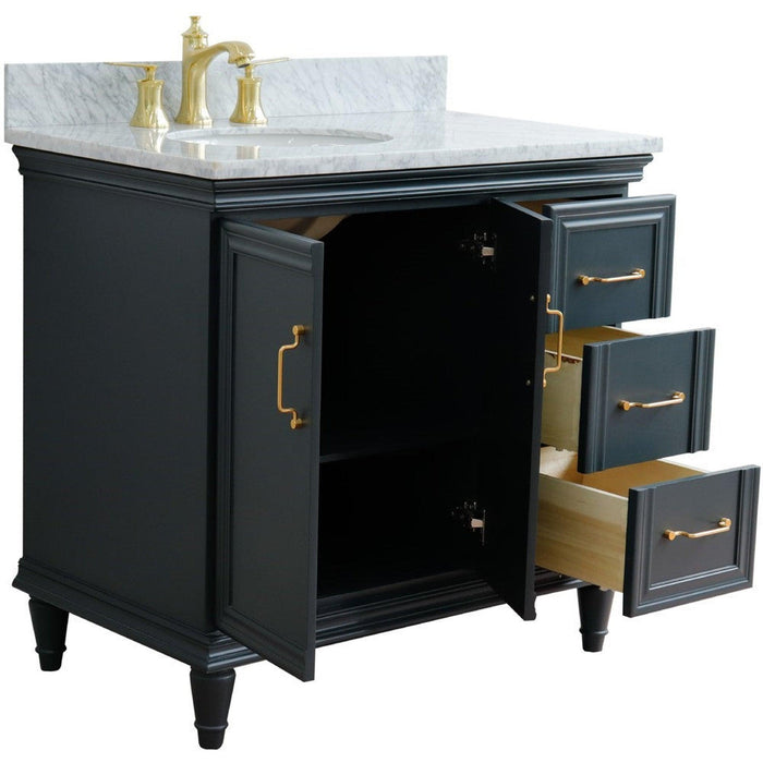 Bellaterra Home Forli 37" 2-Door 3-Drawer Dark Gray Freestanding Vanity Set - Luxe Vanity & Tub