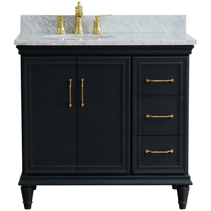 Bellaterra Home Forli 37" 2-Door 3-Drawer Dark Gray Freestanding Vanity Set - Luxe Vanity & Tub