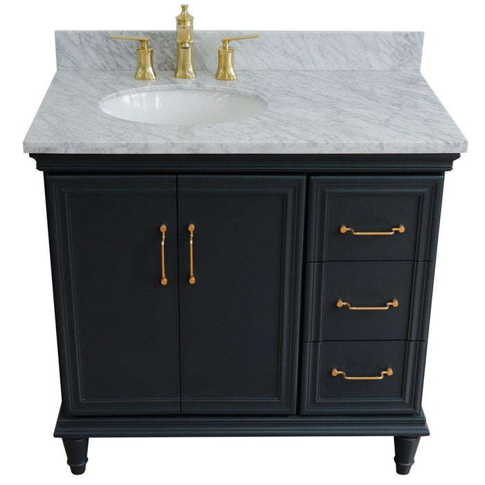 Bellaterra Home Forli 37" 2-Door 3-Drawer Dark Gray Freestanding Vanity Set - Luxe Vanity & Tub