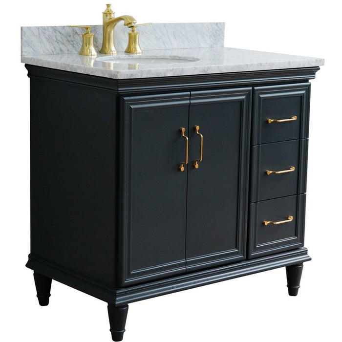 Bellaterra Home Forli 37" 2-Door 3-Drawer Dark Gray Freestanding Vanity Set - Luxe Vanity & Tub