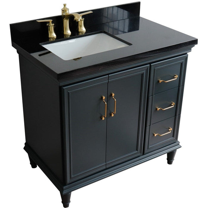 Bellaterra Home Forli 37" 2-Door 3-Drawer Dark Gray Freestanding Vanity Set - Luxe Vanity & Tub