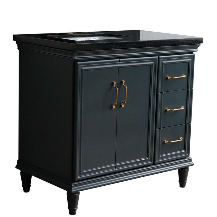 Bellaterra Home Forli 37" 2-Door 3-Drawer Dark Gray Freestanding Vanity Set - Luxe Vanity & Tub