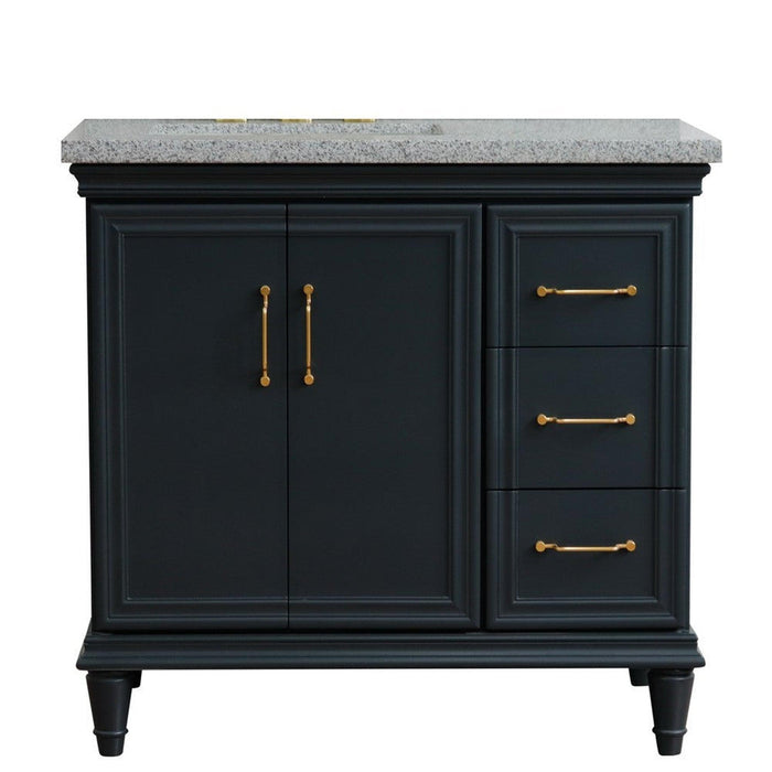 Bellaterra Home Forli 37" 2-Door 3-Drawer Dark Gray Freestanding Vanity Set - Luxe Vanity & Tub