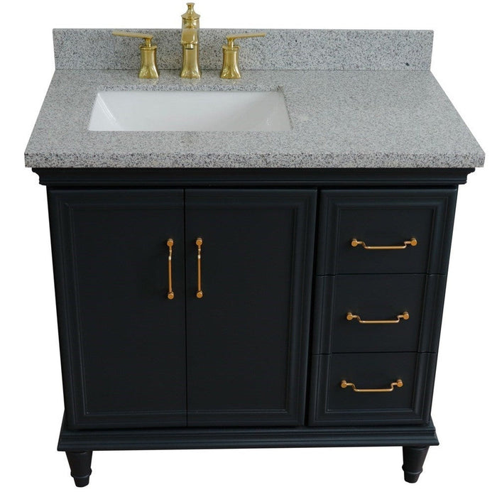 Bellaterra Home Forli 37" 2-Door 3-Drawer Dark Gray Freestanding Vanity Set - Luxe Vanity & Tub