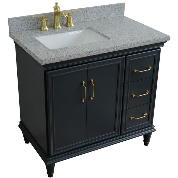 Bellaterra Home Forli 37" 2-Door 3-Drawer Dark Gray Freestanding Vanity Set - Luxe Vanity & Tub