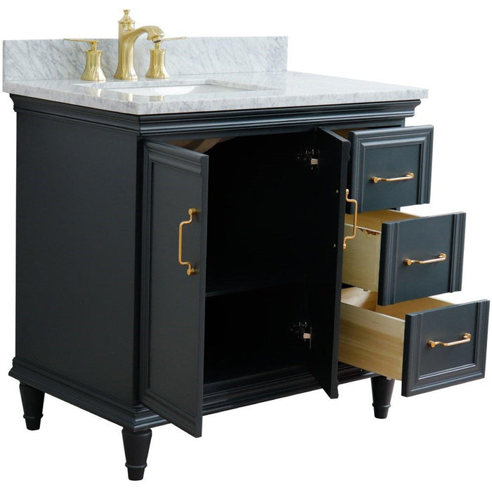 Bellaterra Home Forli 37" 2-Door 3-Drawer Dark Gray Freestanding Vanity Set - Luxe Vanity & Tub