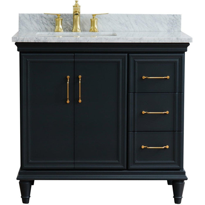 Bellaterra Home Forli 37" 2-Door 3-Drawer Dark Gray Freestanding Vanity Set - Luxe Vanity & Tub