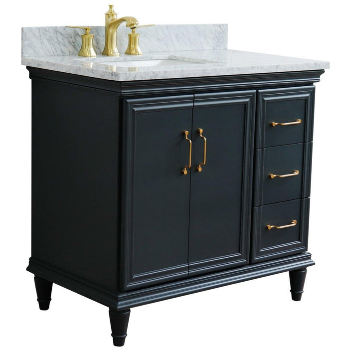 Bellaterra Home Forli 37" 2-Door 3-Drawer Dark Gray Freestanding Vanity Set - Luxe Vanity & Tub