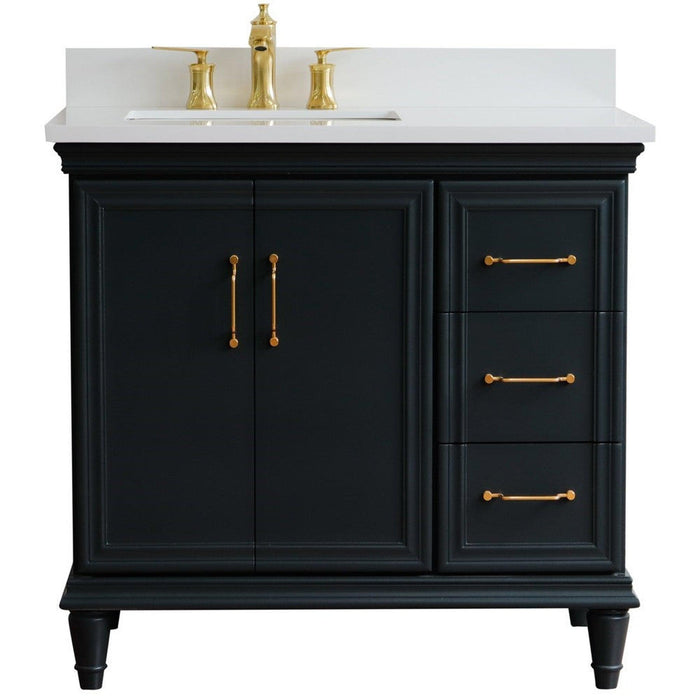 Bellaterra Home Forli 37" 2-Door 3-Drawer Dark Gray Freestanding Vanity Set - Luxe Vanity & Tub