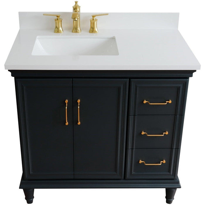 Bellaterra Home Forli 37" 2-Door 3-Drawer Dark Gray Freestanding Vanity Set - Luxe Vanity & Tub