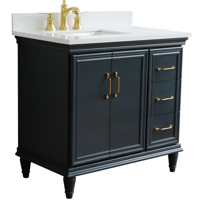 Bellaterra Home Forli 37" 2-Door 3-Drawer Dark Gray Freestanding Vanity Set - Luxe Vanity & Tub