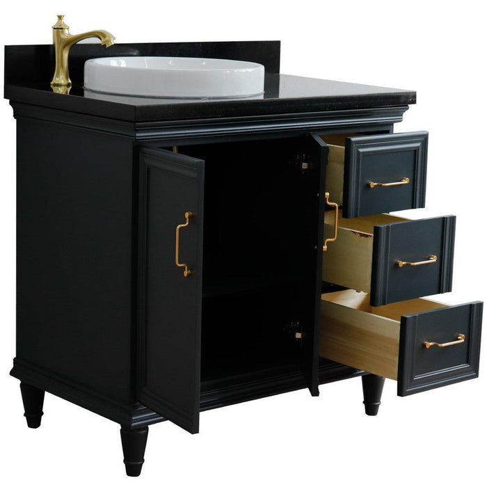 Bellaterra Home Forli 37" 2-Door 3-Drawer Dark Gray Freestanding Vanity Set - Luxe Vanity & Tub