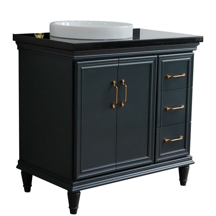 Bellaterra Home Forli 37" 2-Door 3-Drawer Dark Gray Freestanding Vanity Set - Luxe Vanity & Tub