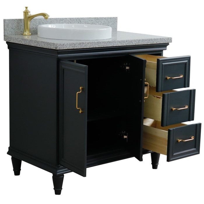 Bellaterra Home Forli 37" 2-Door 3-Drawer Dark Gray Freestanding Vanity Set - Luxe Vanity & Tub