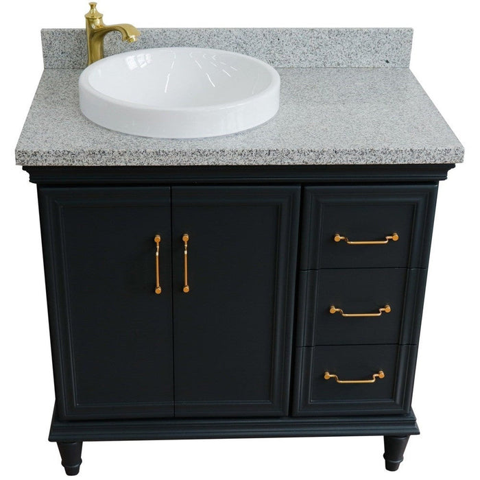 Bellaterra Home Forli 37" 2-Door 3-Drawer Dark Gray Freestanding Vanity Set - Luxe Vanity & Tub