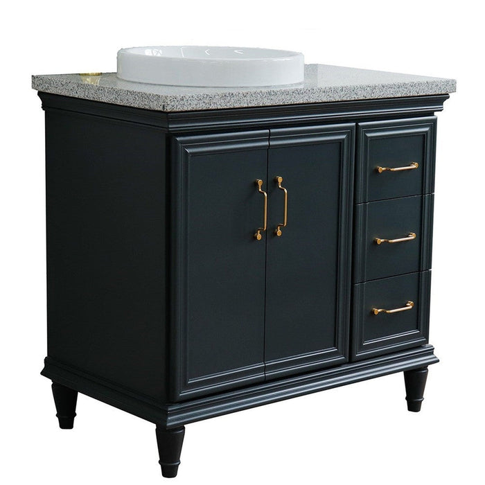 Bellaterra Home Forli 37" 2-Door 3-Drawer Dark Gray Freestanding Vanity Set - Luxe Vanity & Tub