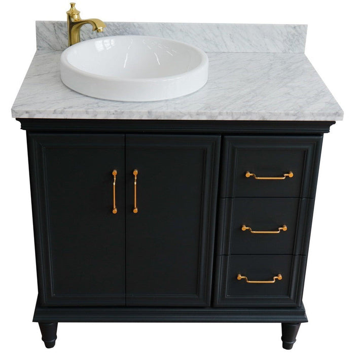 Bellaterra Home Forli 37" 2-Door 3-Drawer Dark Gray Freestanding Vanity Set - Luxe Vanity & Tub