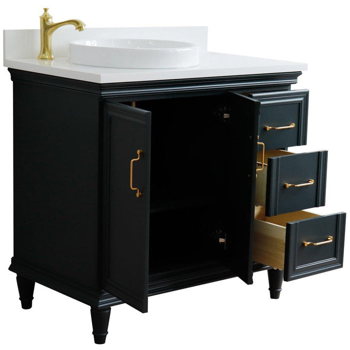 Bellaterra Home Forli 37" 2-Door 3-Drawer Dark Gray Freestanding Vanity Set - Luxe Vanity & Tub