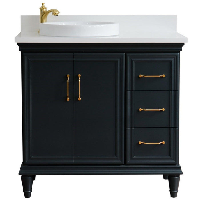 Bellaterra Home Forli 37" 2-Door 3-Drawer Dark Gray Freestanding Vanity Set - Luxe Vanity & Tub