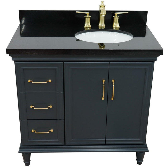 Bellaterra Home Forli 37" 2-Door 3-Drawer Dark Gray Freestanding Vanity Set - Luxe Vanity & Tub