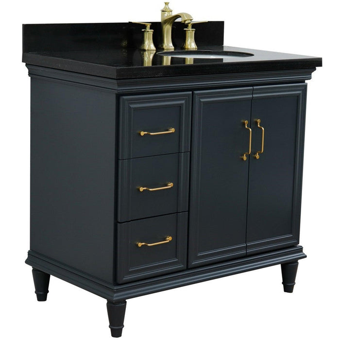 Bellaterra Home Forli 37" 2-Door 3-Drawer Dark Gray Freestanding Vanity Set - Luxe Vanity & Tub