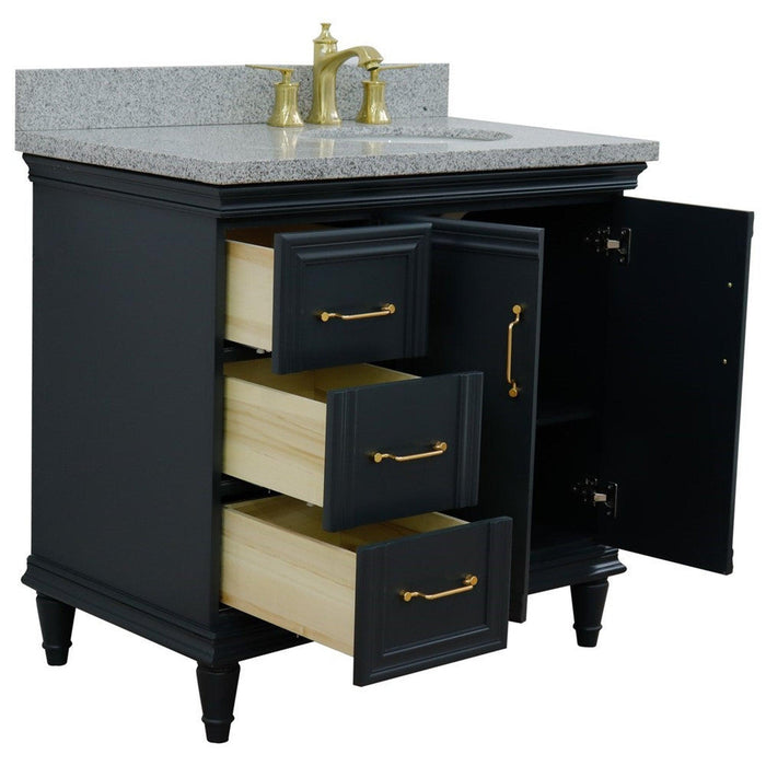 Bellaterra Home Forli 37" 2-Door 3-Drawer Dark Gray Freestanding Vanity Set - Luxe Vanity & Tub