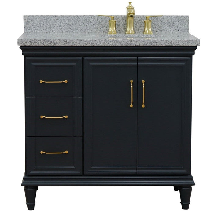 Bellaterra Home Forli 37" 2-Door 3-Drawer Dark Gray Freestanding Vanity Set - Luxe Vanity & Tub